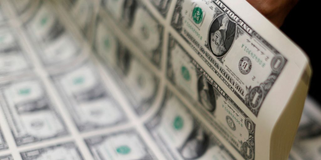 Notas de dólar, moeda dos Estados Unidos
