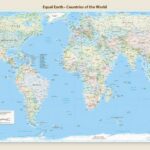 Mapa-múndi com continentes e países em proporções mais precisas, destacando áreas reais sem distorções