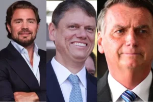 Três homens em trajes formais em imagens separadas lado a lado