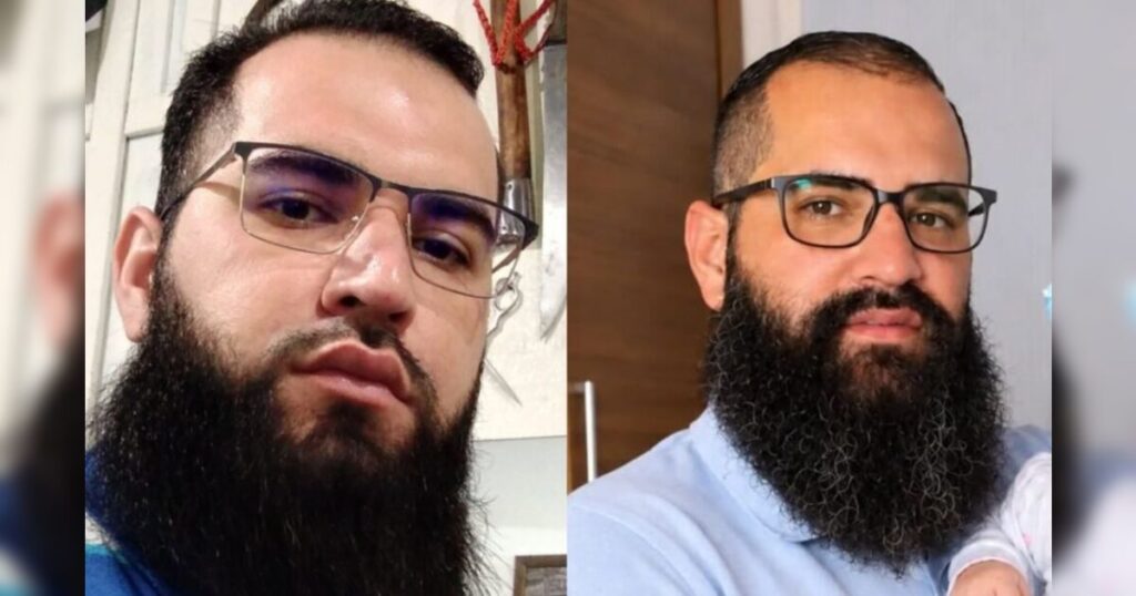 Um homem de barba e óculos em duas imagens diferentes, uma ao lado da outra